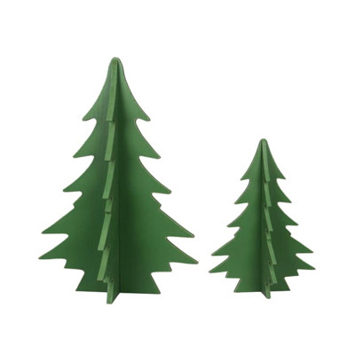 TABLETOP DECOR 2PC SET CHRITMAS TREE GREEN WOOD 11.12X11.12X18.12