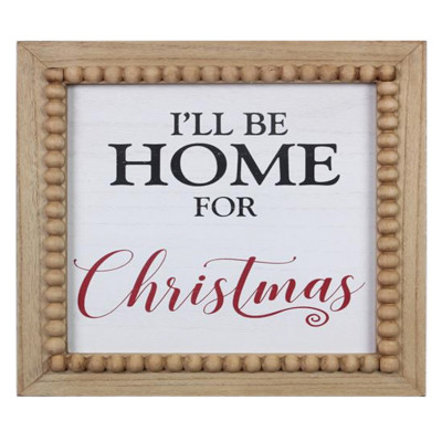 WALL SIGN W/BLESSING BEADS HOME WOOD FRAMED 14.96X0.98X14.96