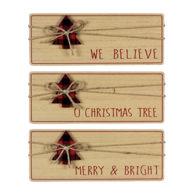 WALL SIGN 3AST CHRISTMAS BLOCK WOOD 9.41X1.5X4.13