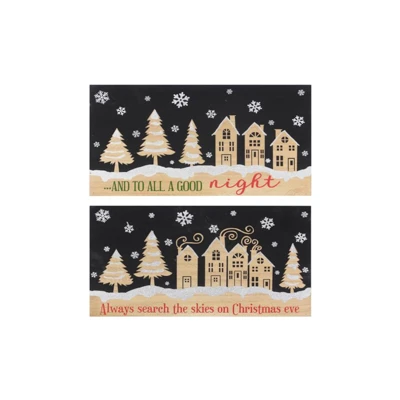 WALL/TABLETOP SIGN 2AST TOO ALL A GOOD NIGHT/CHRISTMAS EVE RED/WHTE TRADITIONAL WOOD 15.75X1.5X9