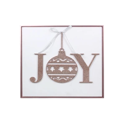 WALL SIGN W/GLITTERED CUTOUT JOY GLITZ WOOD 17X1.5X17