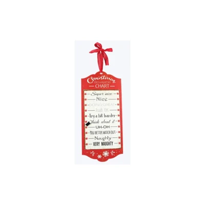 WALL HANGING CHRISTMAS BEHAVIOR CHART W/3CHALKBOARD MAGNET PIECES WOOD/METAL 9.25X0.25X23.75