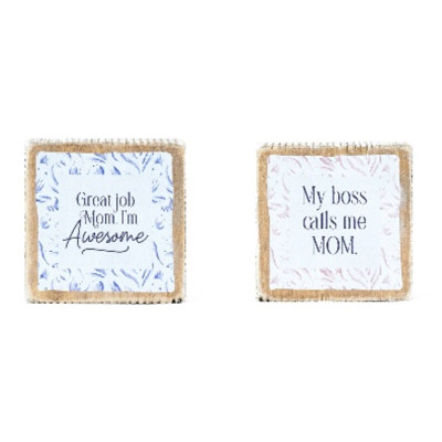 TABLE TOP ART 3X3X1.5 AWESOME/MOM REVERSIBLE (6.00)