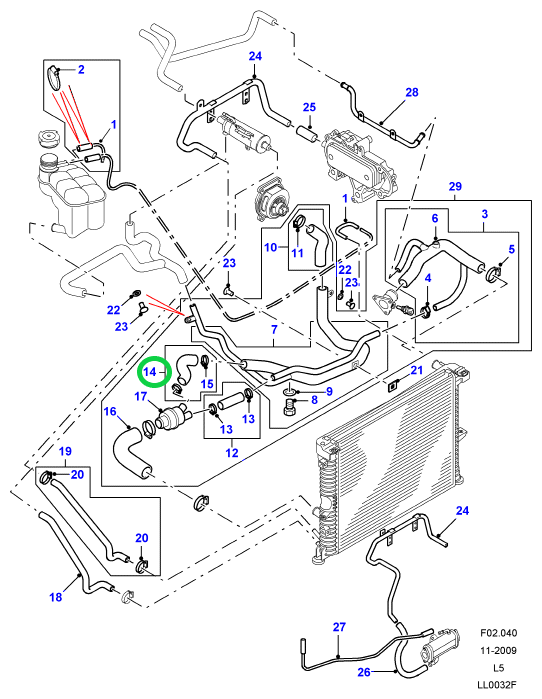 TUBO TERMOSTATO A RAFFREDDAMENTO TD5 BRITPART