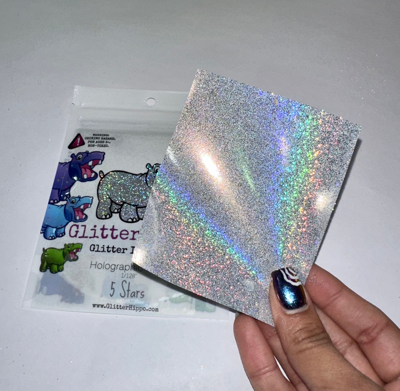 5 Point Star Glitter Shapes - Holo Silver