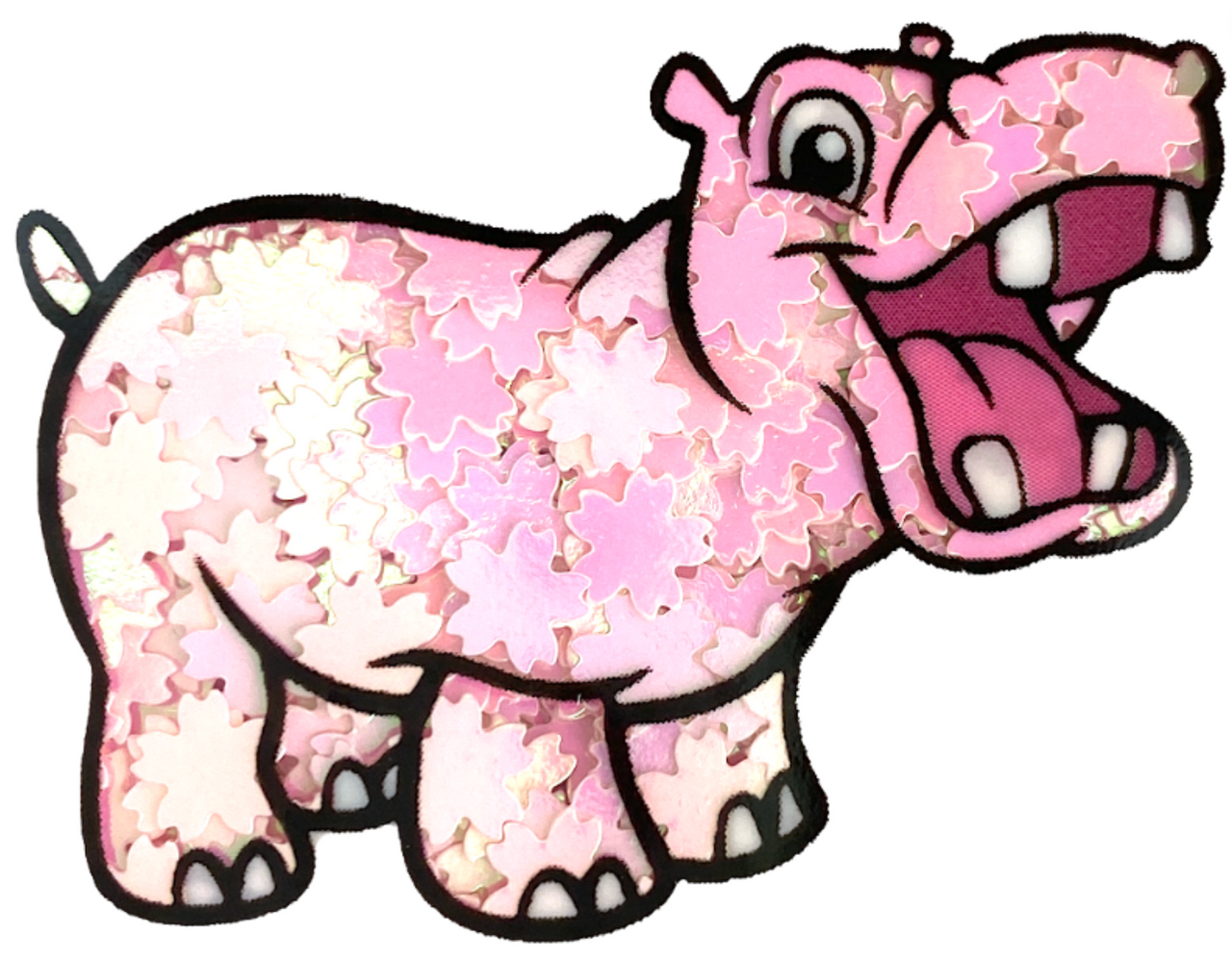 Lion and Hippo Glitter Puffy Stickers - Kawaii Animals