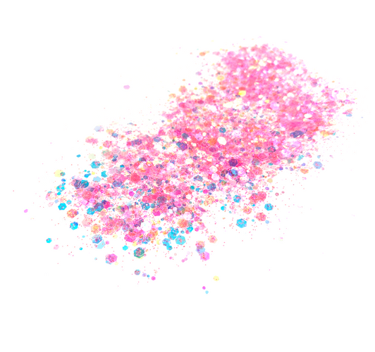 Pastel Chunky Mix Glitter - Double Bubble Gum - Bright Pink Chunky Mix Glitter