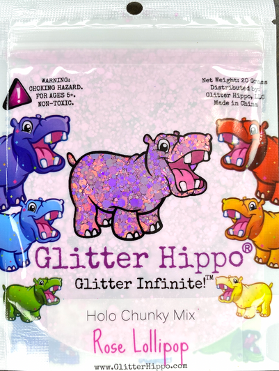 Holographic Chunky Glitter Mix - Rose Lollipop - Pink Purple Magenta Bubblegum Holo Glitter
