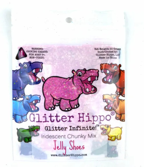 Iridescent Chunky Mix Glitter - Jelly Shoes - Hot Pink Glitter