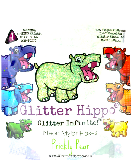 Iridescent Neon Flakes - Prickly Pear - Neon Green Glitter Flakes Mylar Flakes
