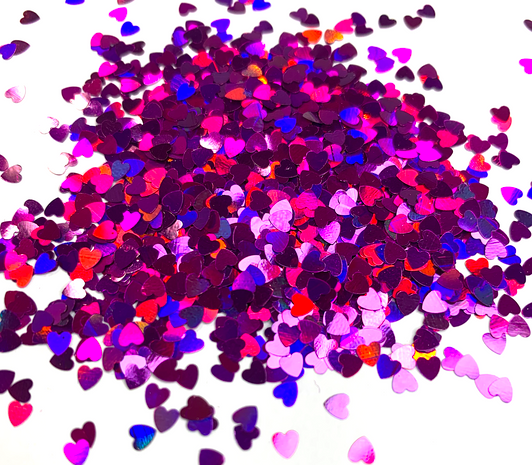 Holographic Shape Glitter - Purple Hearts  - Glitter Hippo®