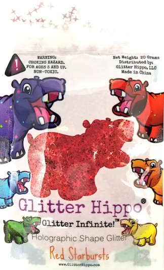 Holographic Shape Glitter - Red Starbursts  - Glitter Hippo®