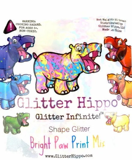 Shape Glitter - Bright Paw Prints  - Glitter Hippo®