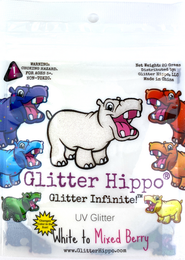 UV Glitter - White to Mixed Berry - Solar Sunlight Color Changing Glitter Photochromic