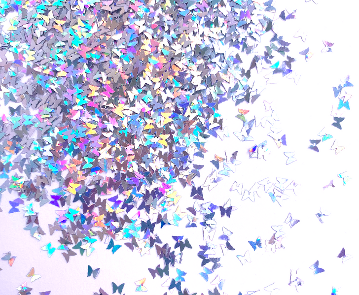 Holographic Shape Glitter - Silver Butterflies  - Glitter Hippo®