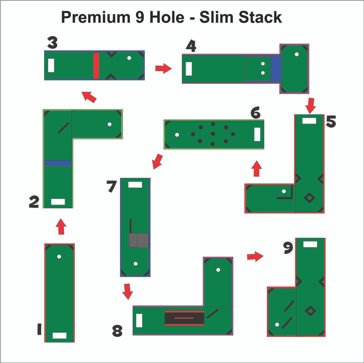 Slim Stack 9 Hole - Portable Mini Golf (Set) (NON LED)