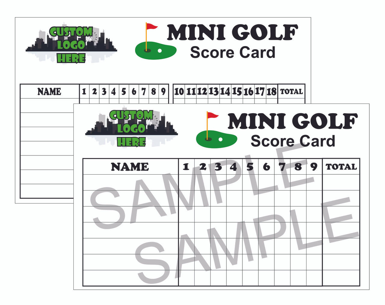 Custom Logo 6x9 Score Cards 9 or 18 Hole