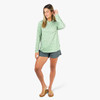 W63105 Aftco Women's Ocean Bound Printed Performance Hoodie - Bay Leaf
