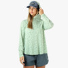 W63105 Aftco Women's Ocean Bound Printed Performance Hoodie - Bay Leaf