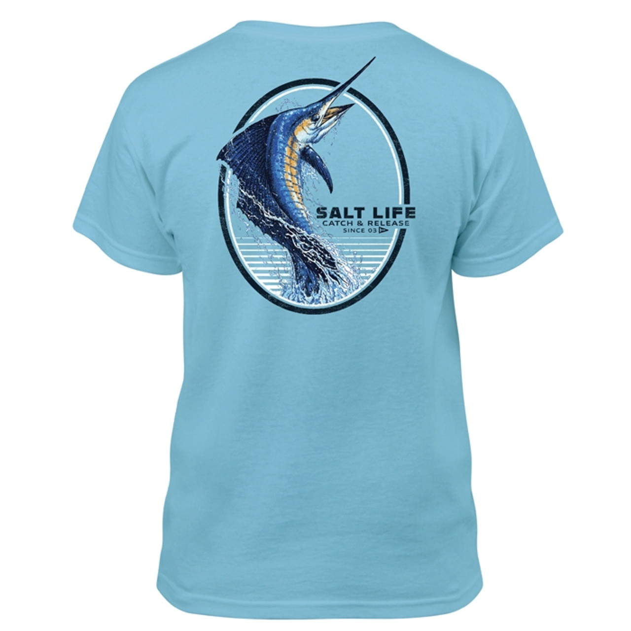 Salt Life SLY1477 Catch and Release Youth Short Sleeve Tee SkyBlue - Back