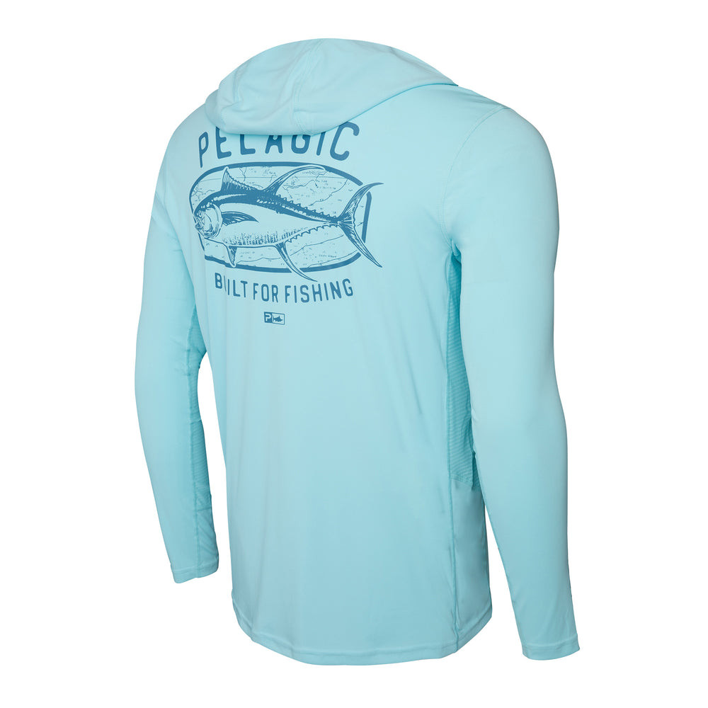 Pelagic LS Hood Vaportek Map Fish Tahiti Blue-Back