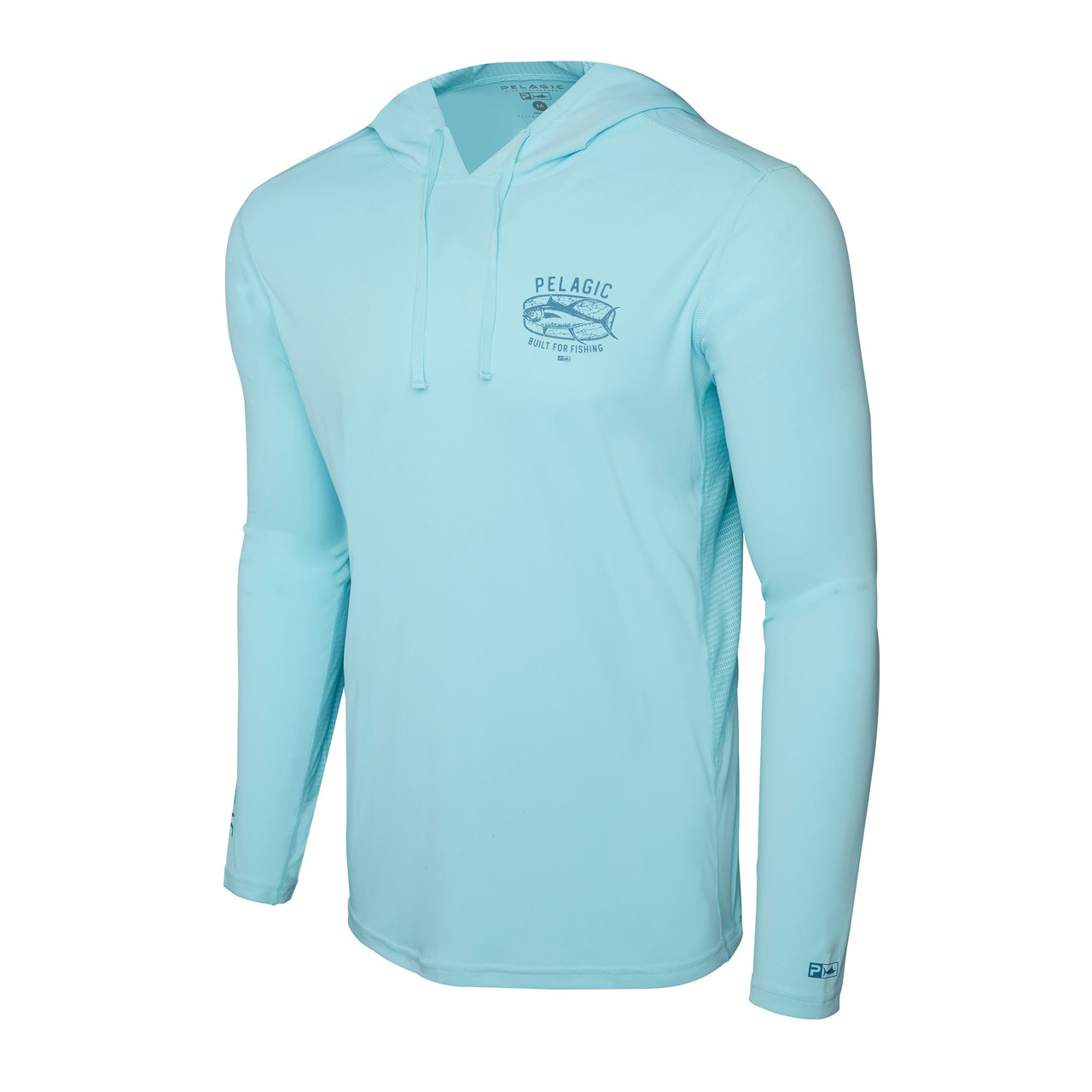 Pelagic LS Hood Vaportek Map Fish Tahiti Blue-Front