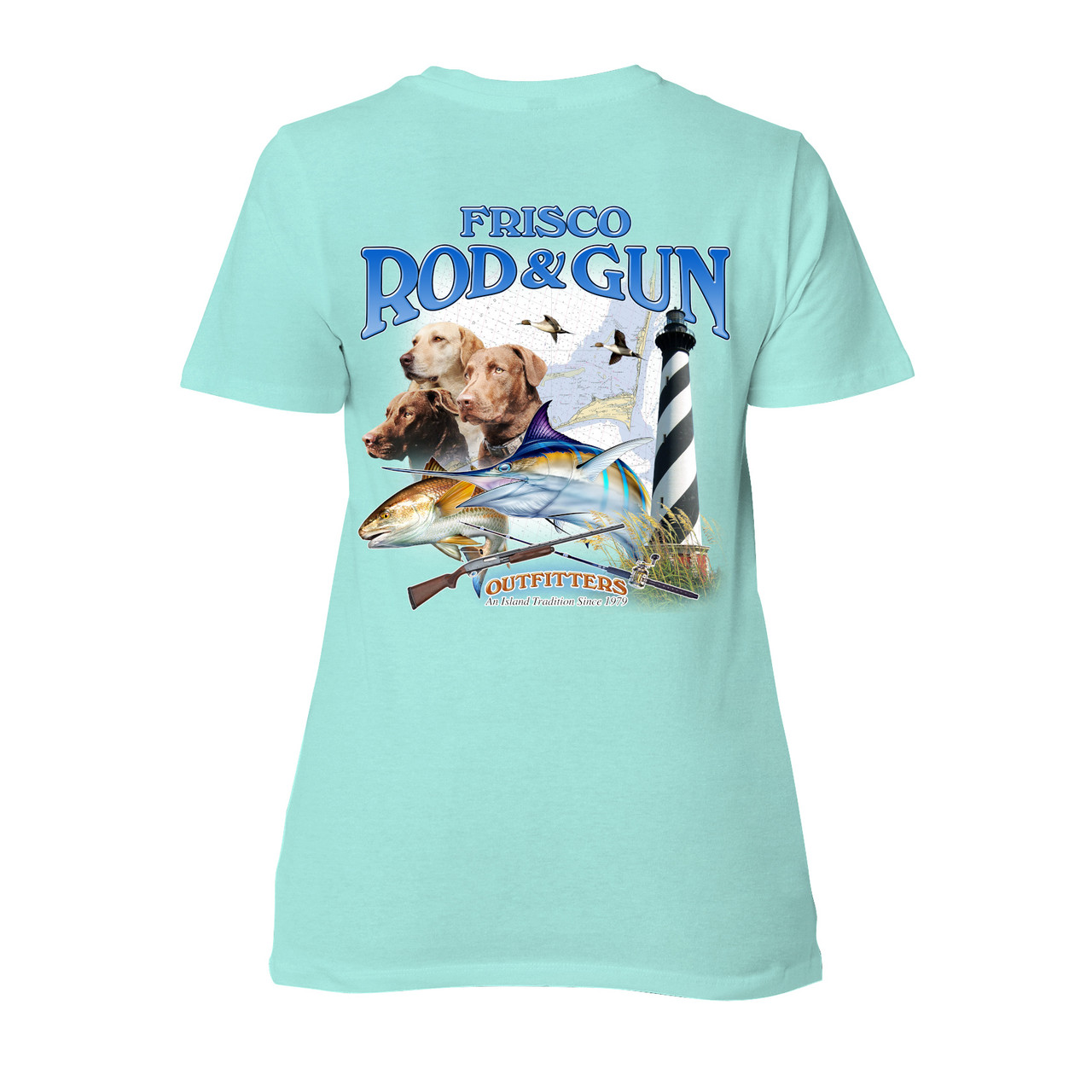 Frisco Rod & Gun Womens 3Dogs Short Sleeve Tee Mint - Back