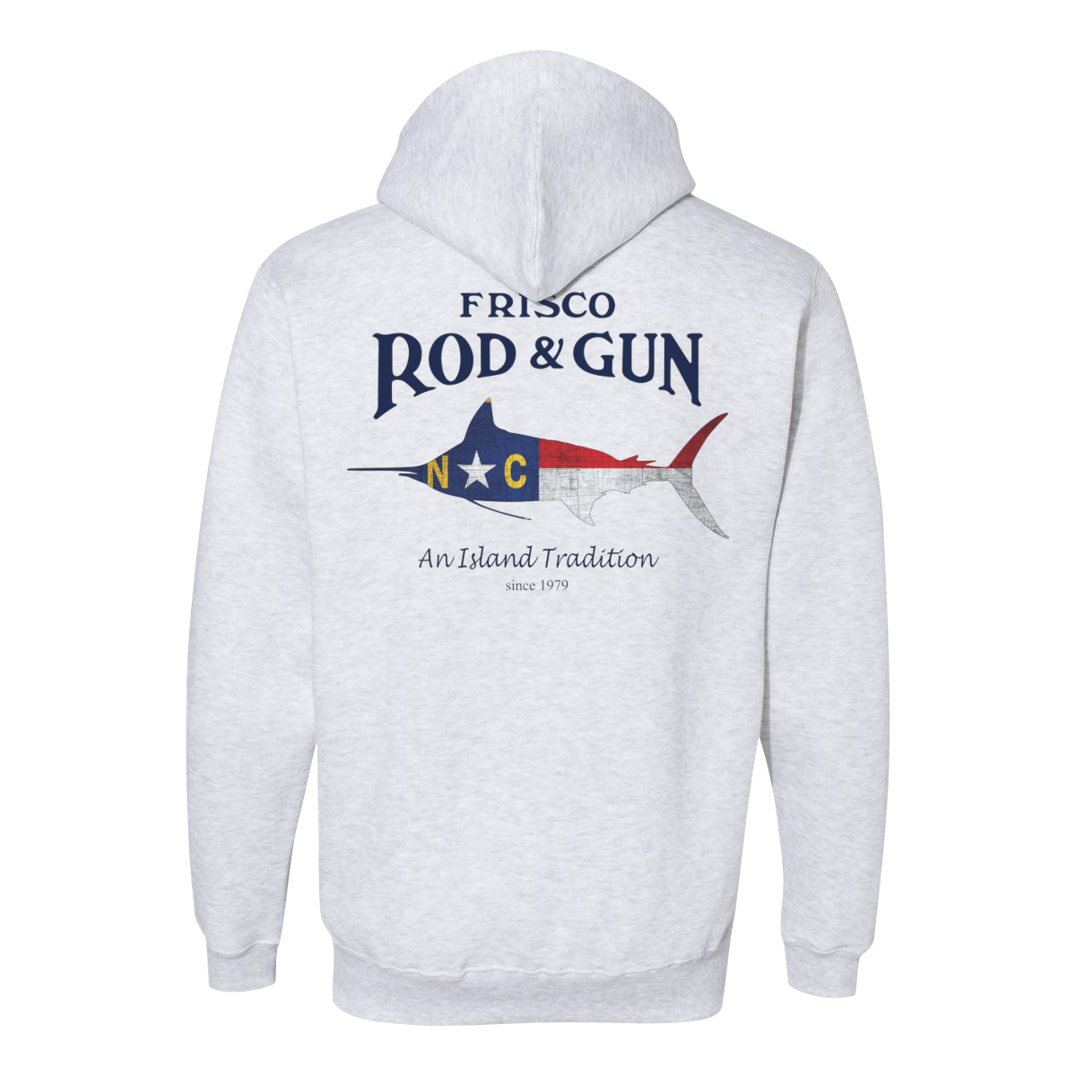 J8824 Frisco Rod & Gun NC Marlin Hooded Sweatshirt Ash - Back
