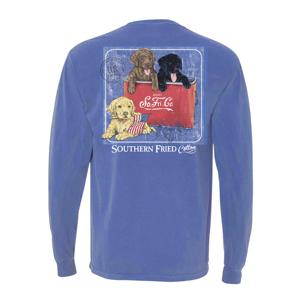 Southern Fried Cotton SFM31991 Fun Times Long Sleeve Tee FloBlue - Back