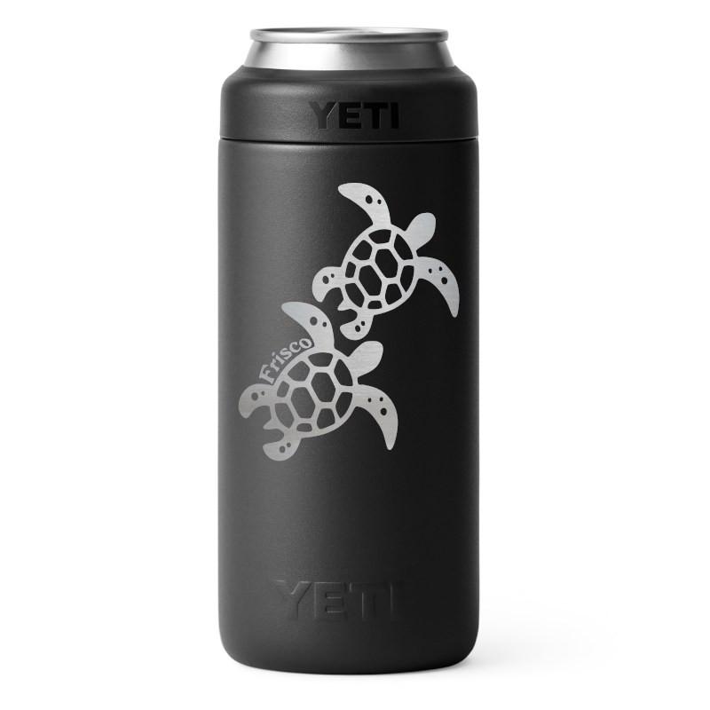21070090039 Yeti Rambler 12oz Colster Slim Can Cooler - 2-Turtles - Black
