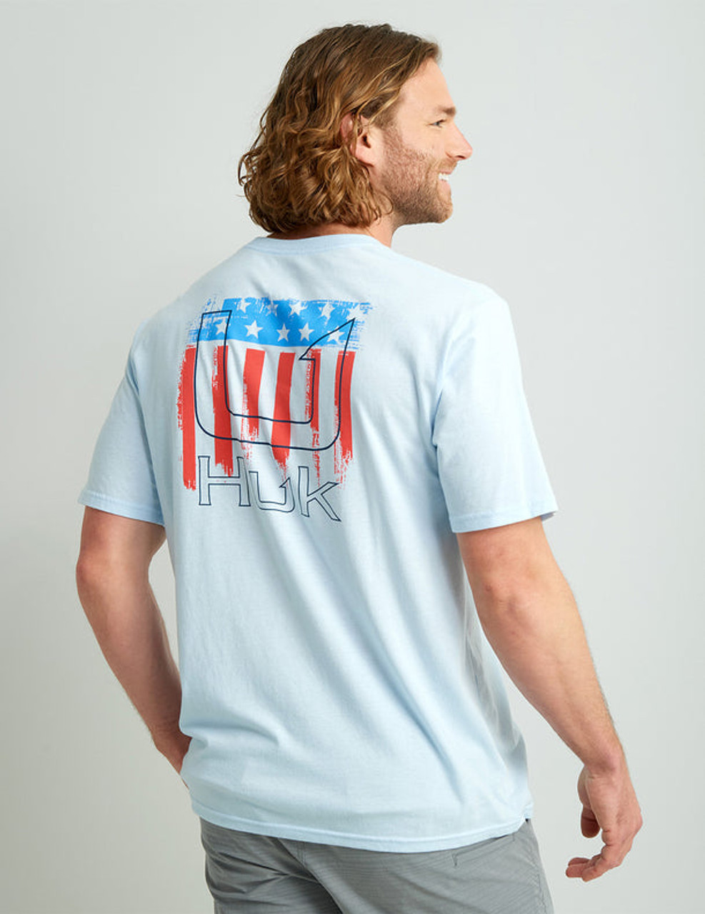 H1000496 Huk Mens Salute Short Sleeve Tee - Ice Water