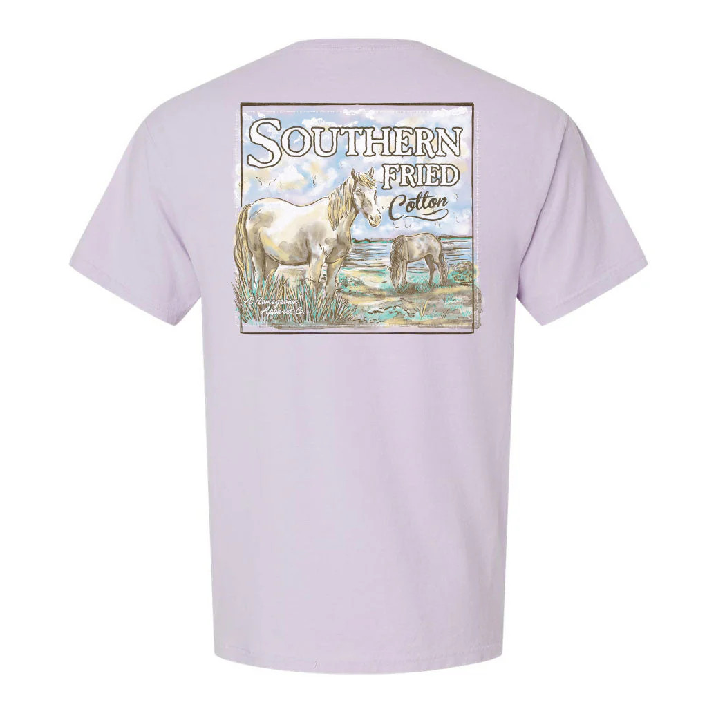 Southern Fried Cotton Free to Roam Beach Ponies Short Sleeve Tee