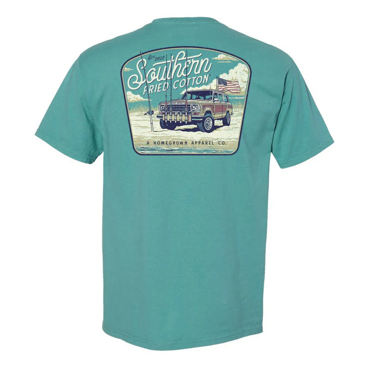SFM12151 Southern Fried Cotton Surf Fishing Bronco Short Sleeve Tee