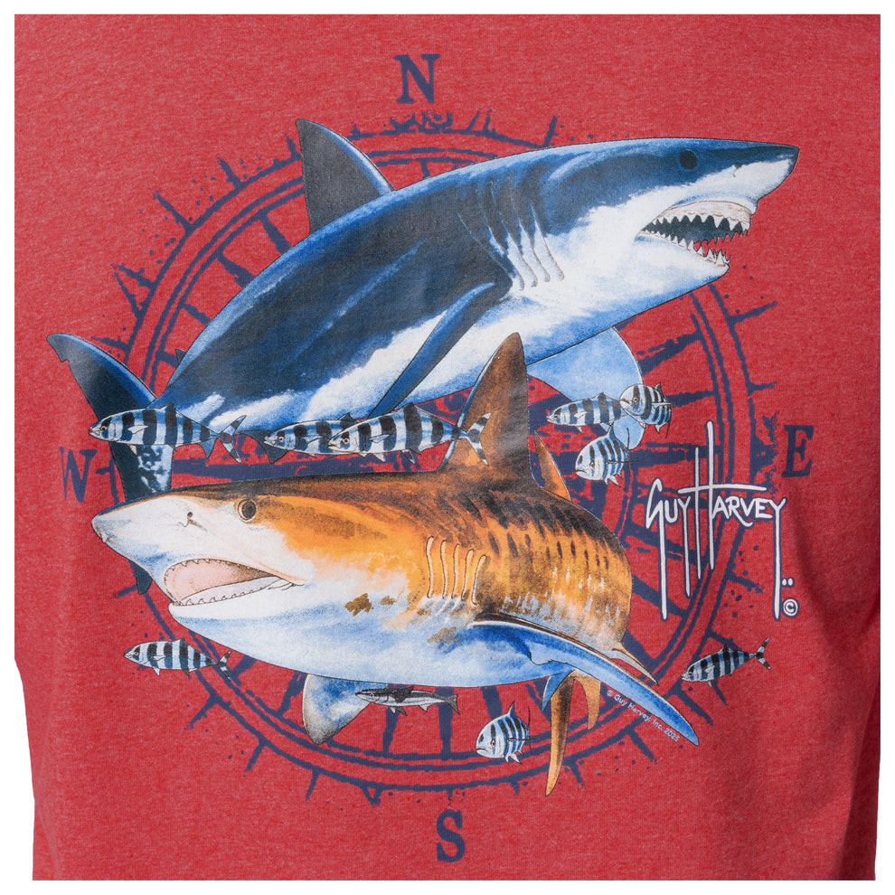 GHV55727-5SY1024 Guy Harvey Men's Vintage Sharks Short Sleeve Threadcycled T-Shirt