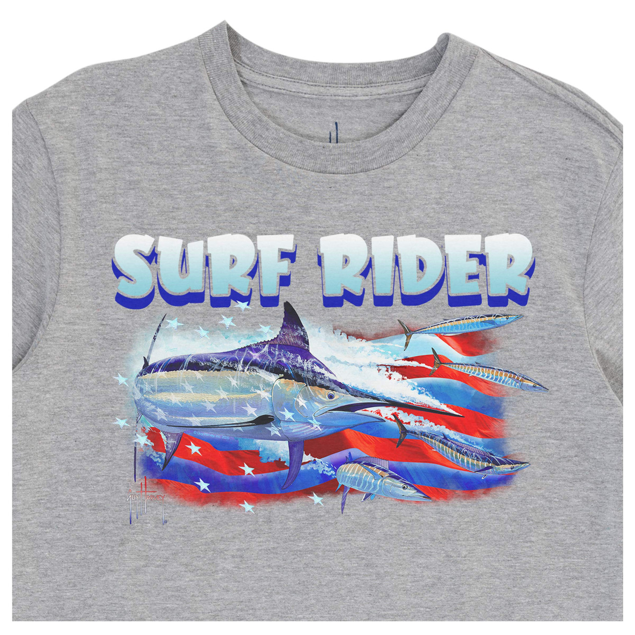 GHV55545-1SY1132 Guy Harvey Kids Marlin America Short Sleeve T-Shirt
