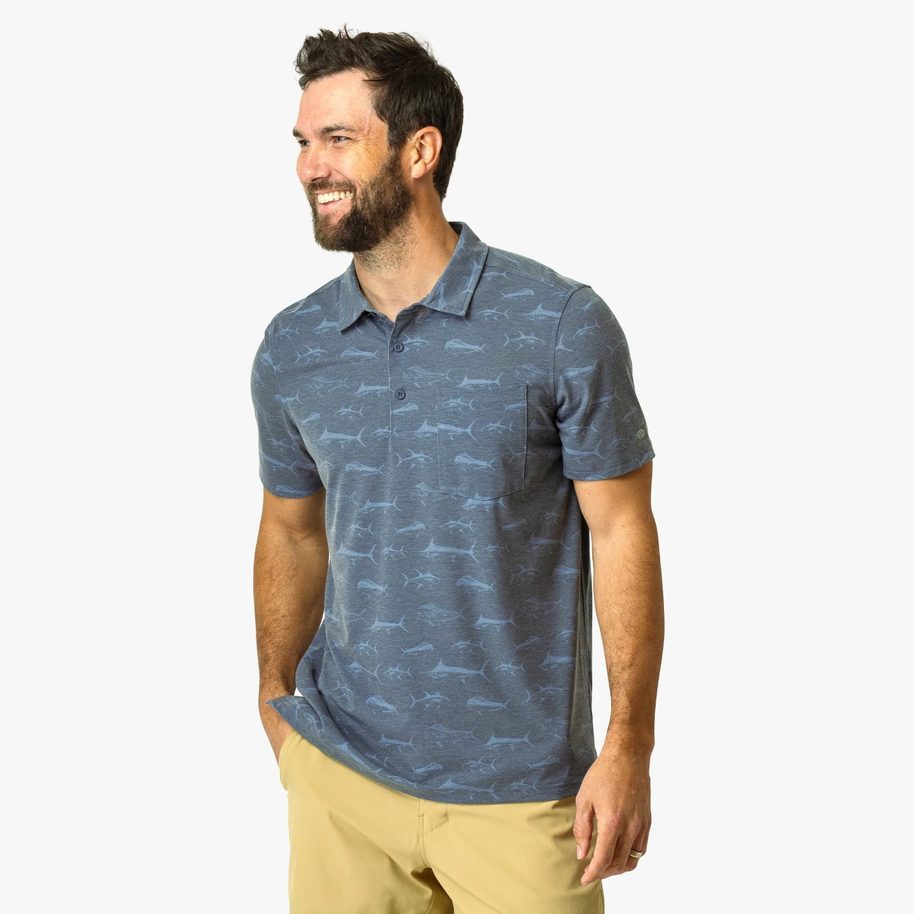 M64227 Aftco Qualifier Printed Performance Polo Shirt - Ink