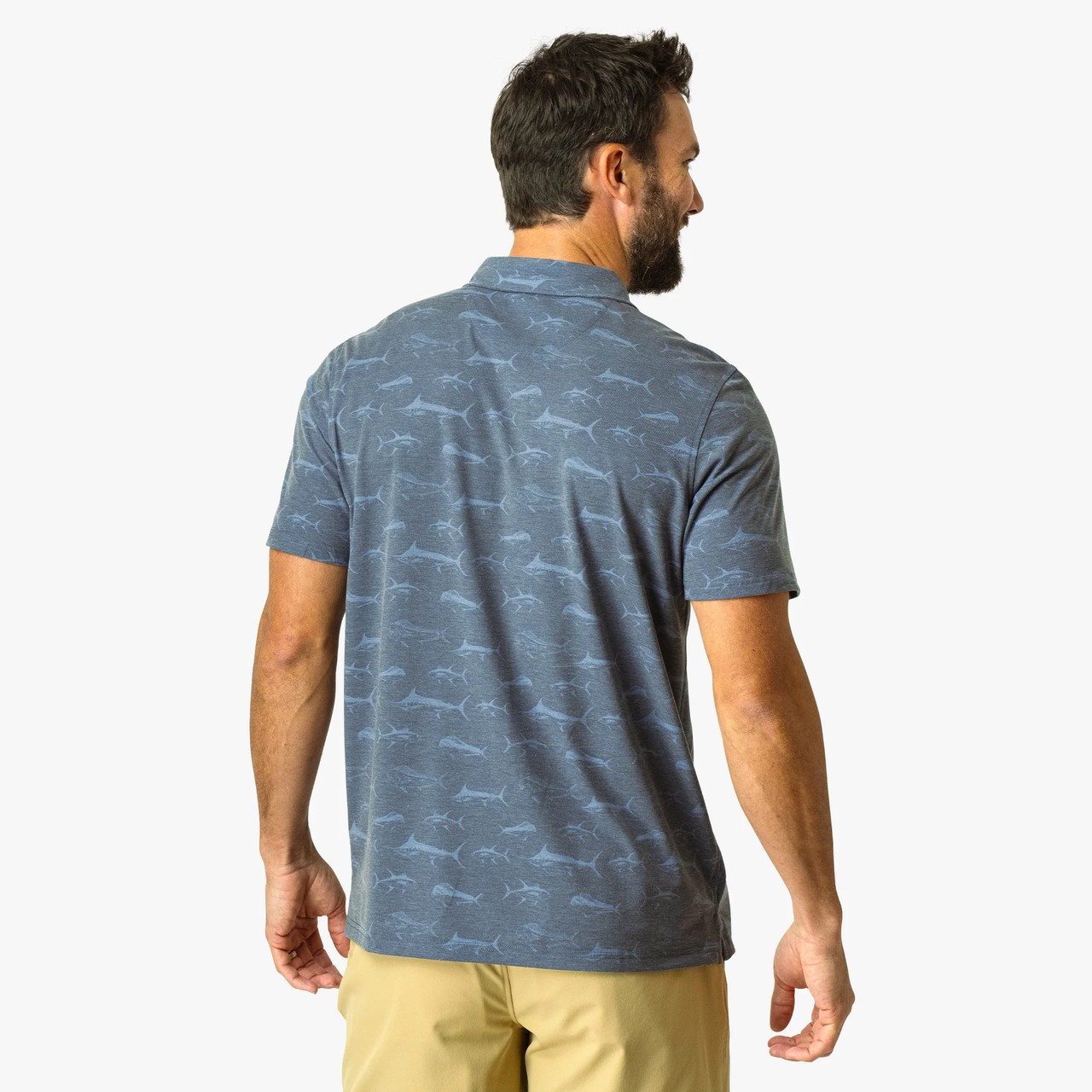 M64227 Aftco Qualifier Printed Performance Polo Shirt - Ink