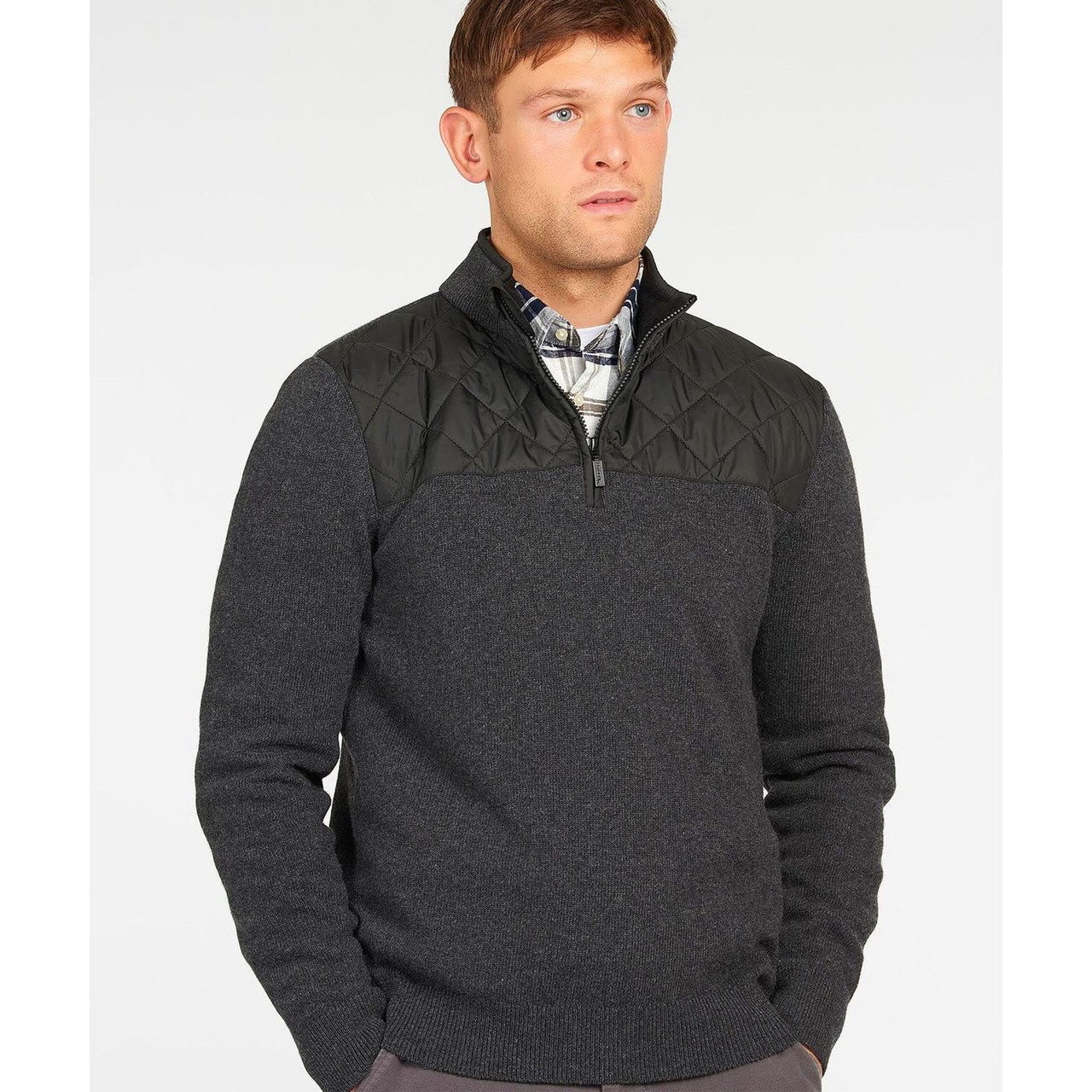 MKN1338 Barbour Essential Diamond Quilt Half Zip Sweater