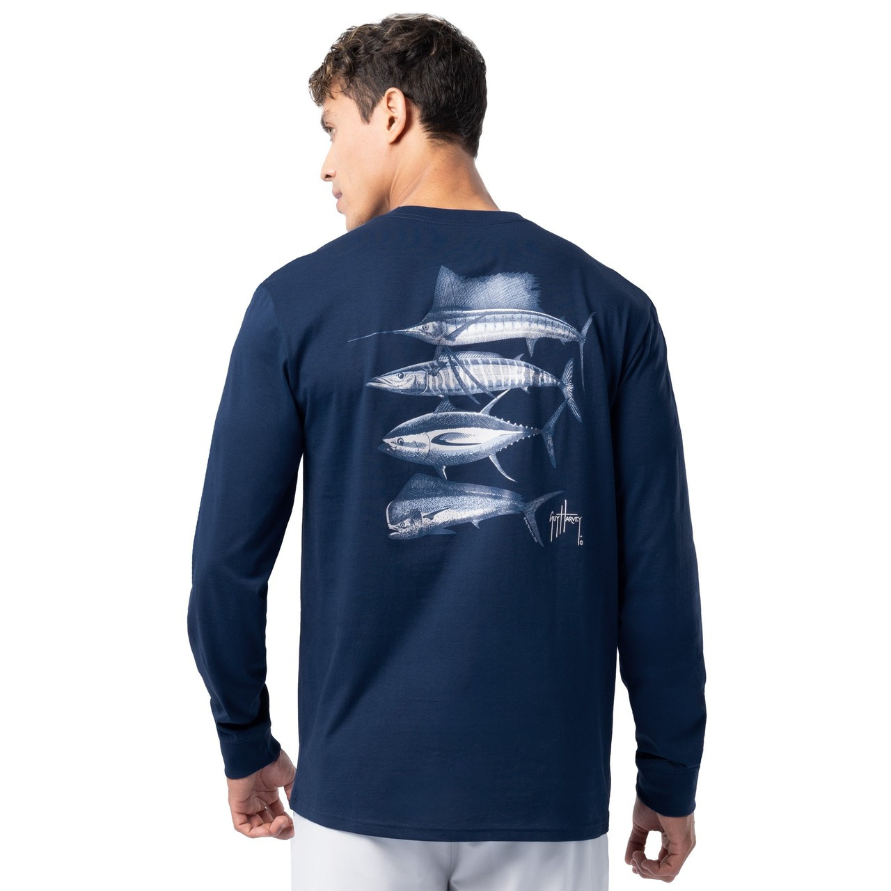 Guy Harvey Slam Stencil Lightweight Long Sleeve T-Shirt