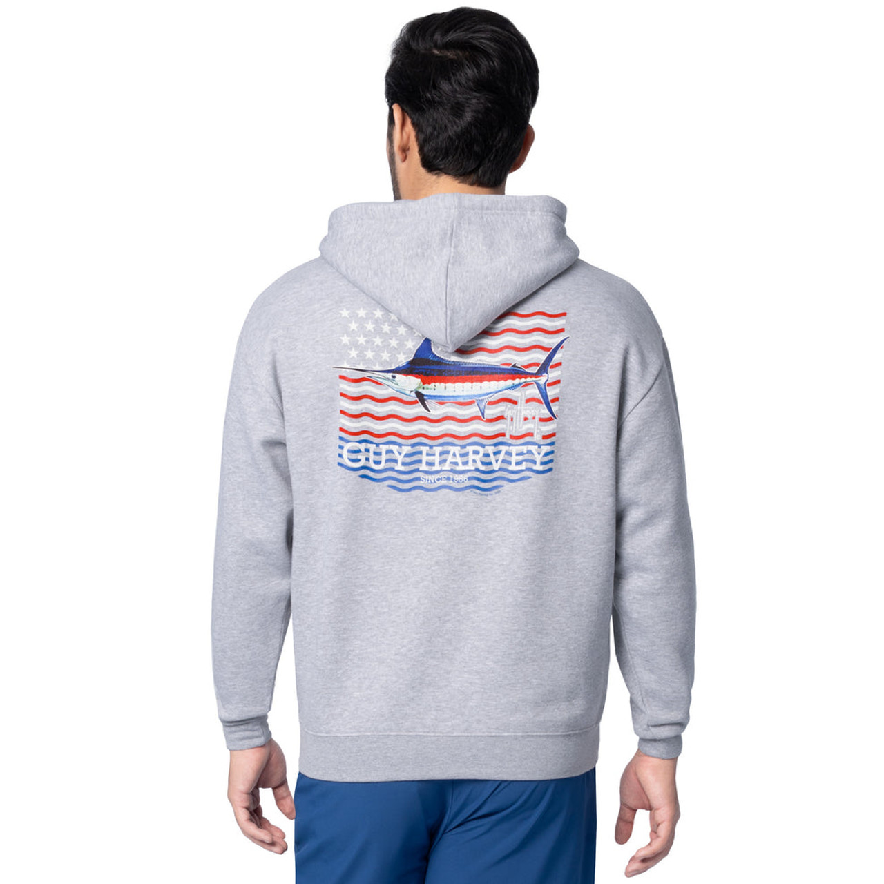 GHV55666-5SY1007 Guy Harvey Liberty Marlin Patriotic Fleece Hoodie
