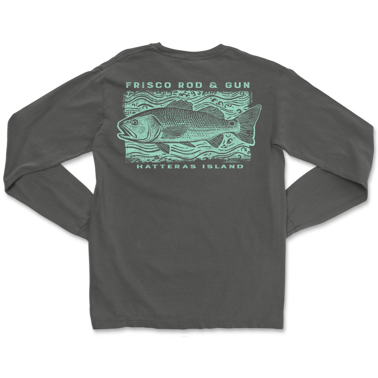 6014 Frisco Rod and Gun Long Sleeve Tee with Shoaling Redfish Print