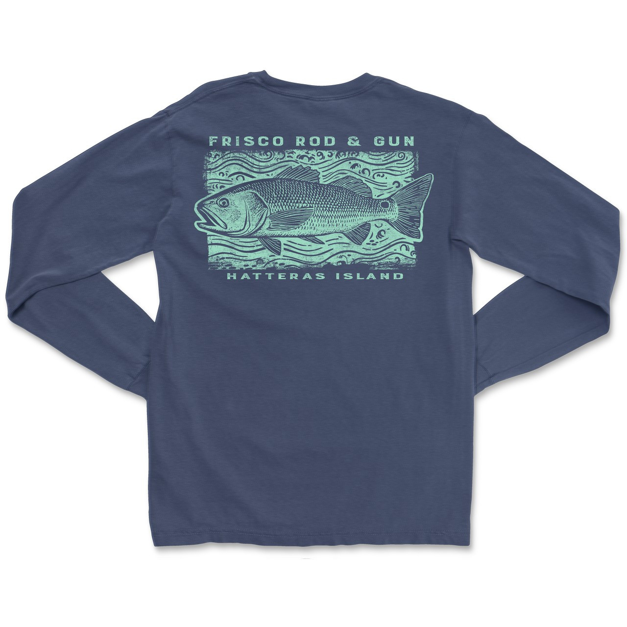 6014 Frisco Rod and Gun Long Sleeve Tee with Shoaling Redfish Print
