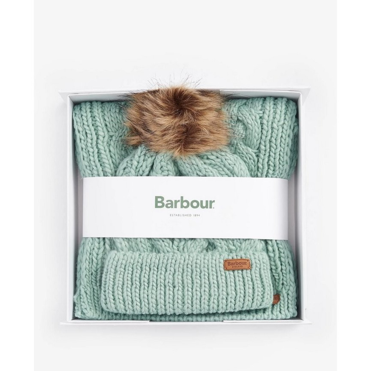 LGS0025 Barbour Penshaw Beanie & Scarf Gift Set
