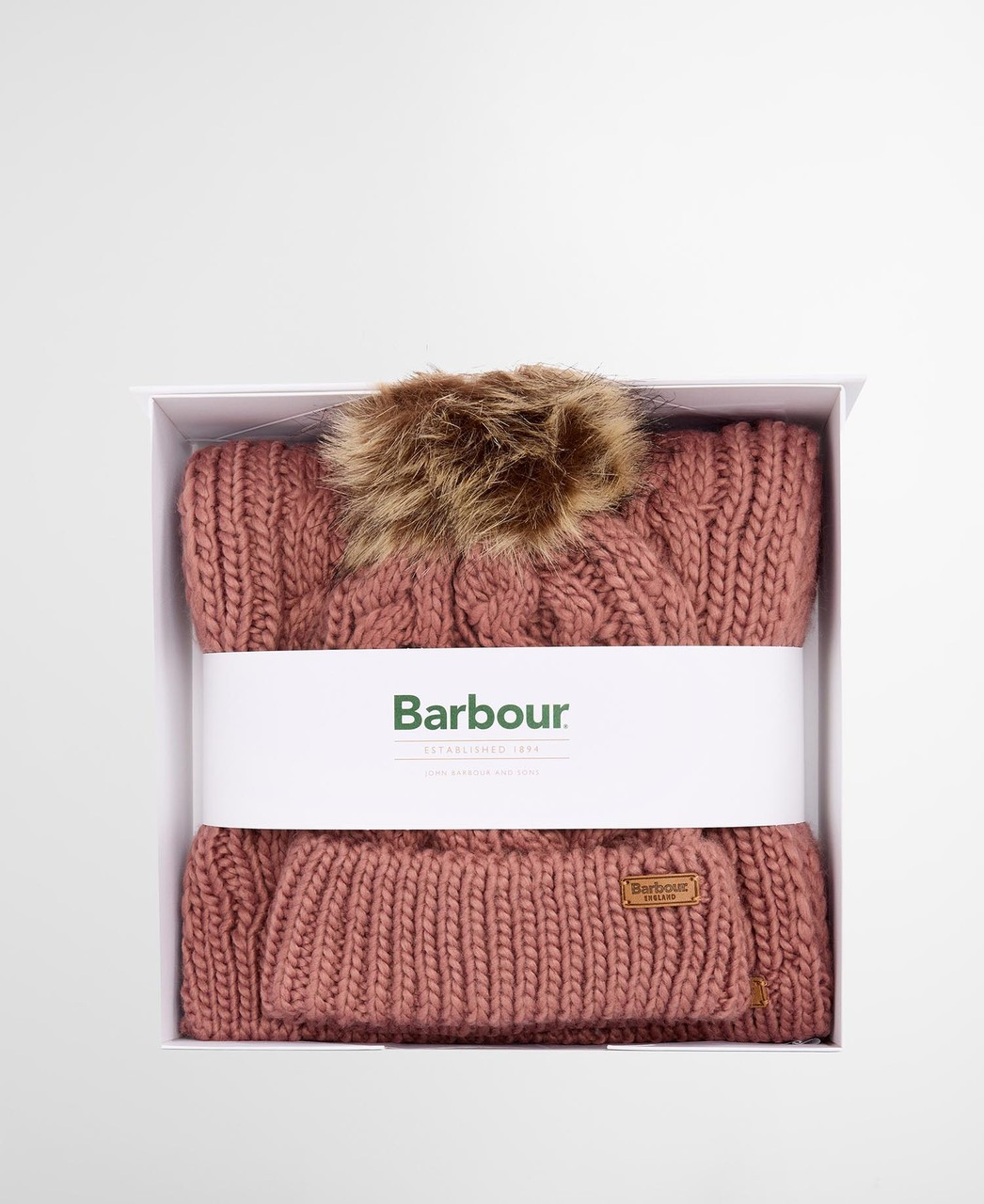 LGS0025 Barbour Penshaw Beanie & Scarf Gift Set