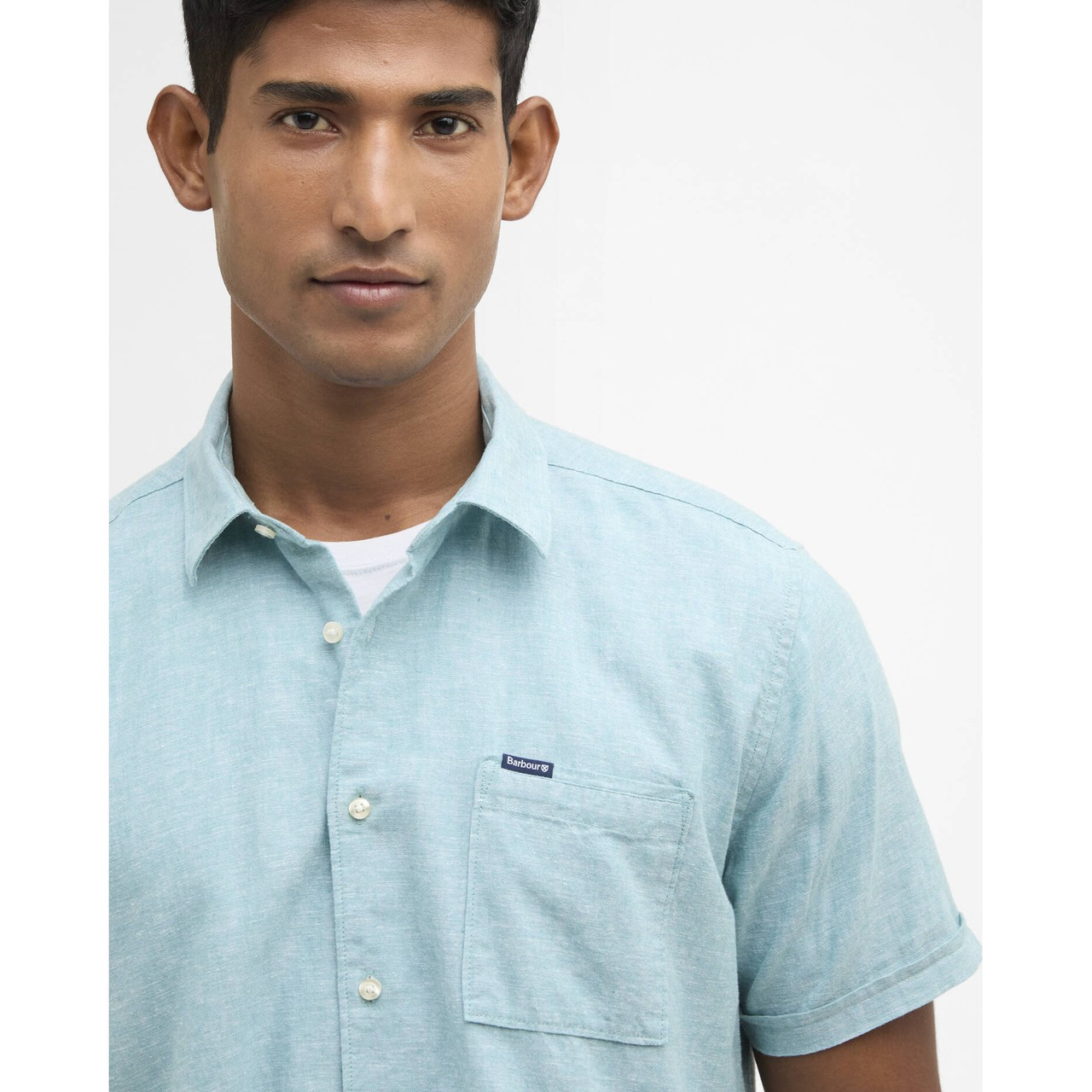 MSH5093 Barbour Nelson Short Sleeve Summer Shirt - Light Teal