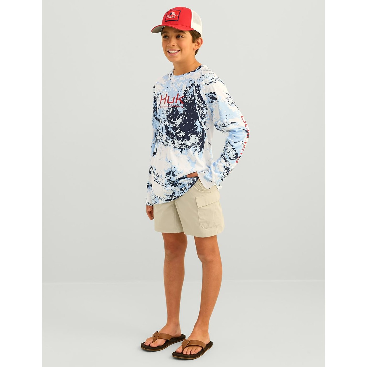 H7120103 Huk Kids Mossy Oak Pursuit Printed Performance Crew