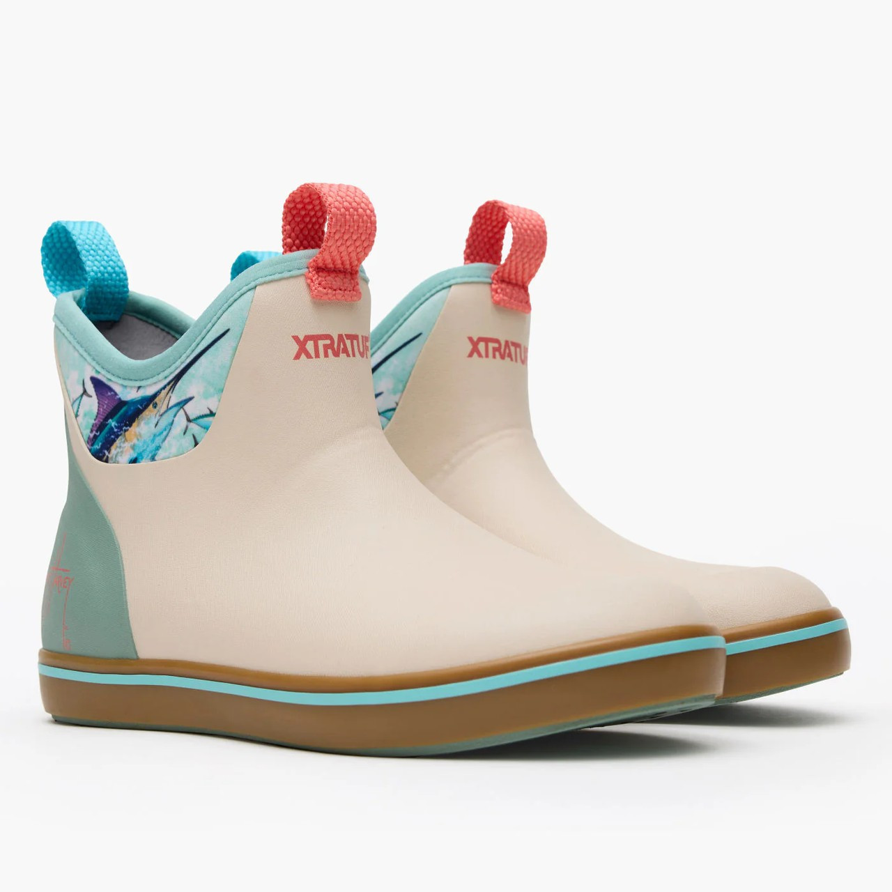 XWABGH10 XTRATUF Women's Ankle Deck Boot Guy Harvey - Bone White Marlin