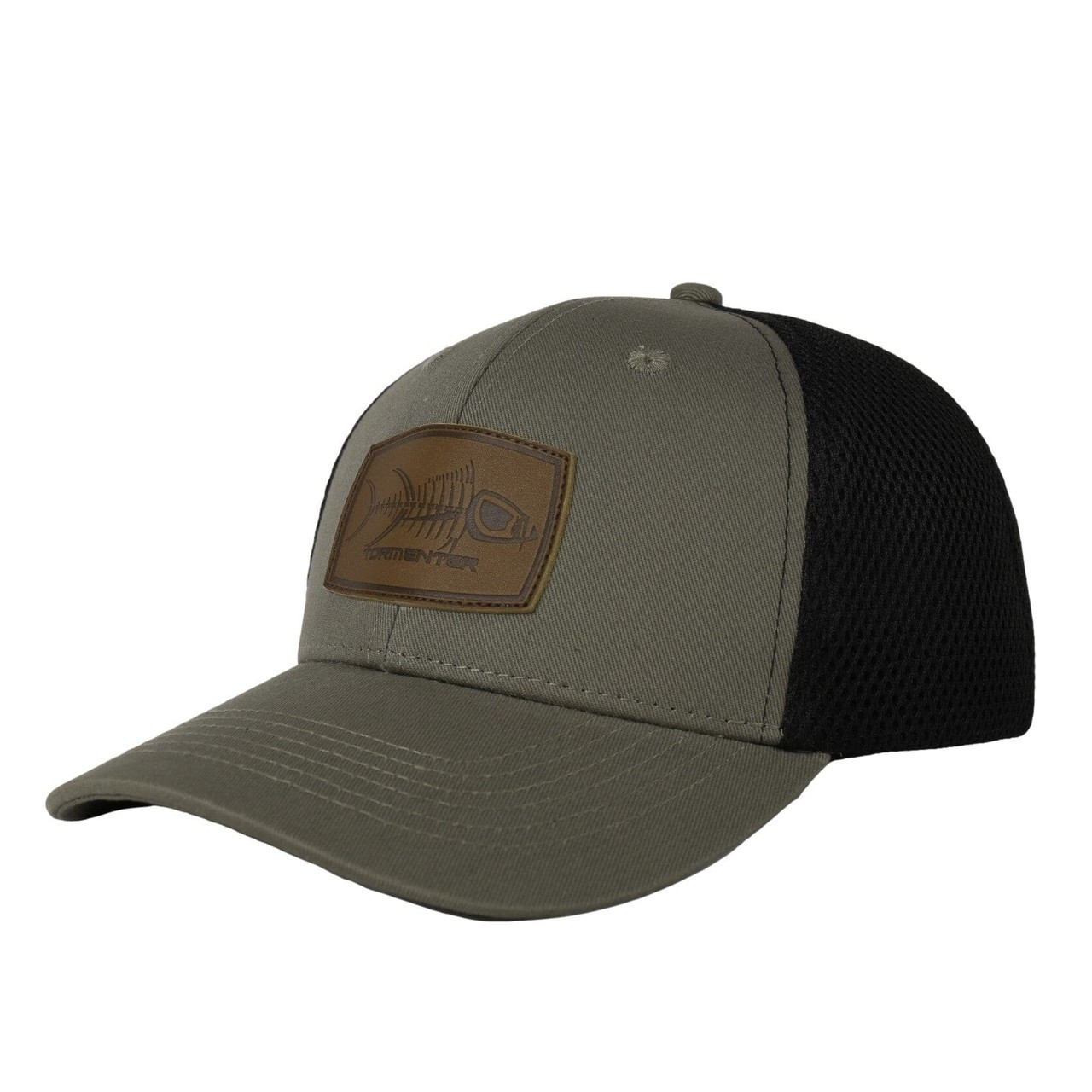 HAT-LP-SG Tormenter Ocean Fishing Cap - Sage with Leather Patch