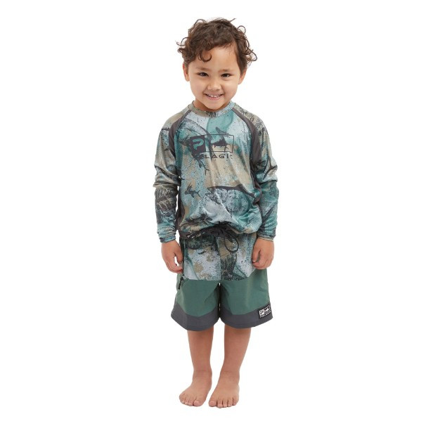4001223004 Pelagic Kid's Strike Boardshorts - Open Seas Camo