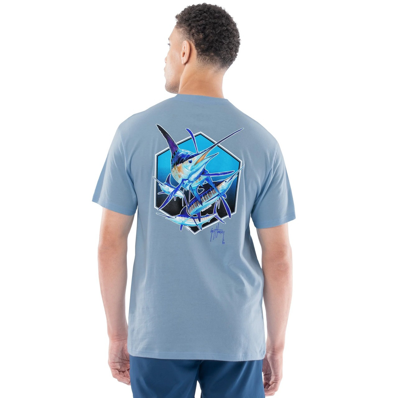 GHV56931-5FY1046 Guy Harvey Lightweight Pocket Tee - Hex Slam - Clear Sky
